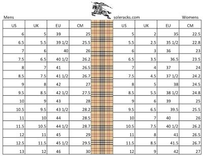 burberry sizing chart|burberry size chart conversion.